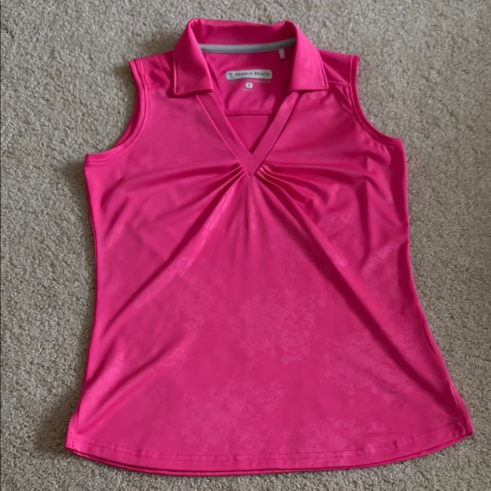 Pebble Beach Pink Fitted Ruched Tank Top